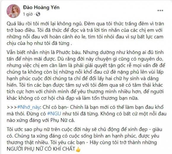 Hoàng Yến nhắn nhủ phụ nữ: "Đừng có ngu như tôi đã từng" - Hình 2 Hoang Yen nhan nhu phu nu: