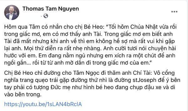 Ông xã Hồng Ngọc chia sẻ chuyện gặp cố NS Chí Tài trong mơ Ong xa Hong Ngoc chia se chuyen gap co NS Chi Tai trong mo