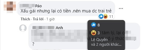 Lệ Quyên bị mỉa mai "xấu nhưng có tiền nên mua được trai trẻ" - Hình 3 Le Quyen bi mia mai