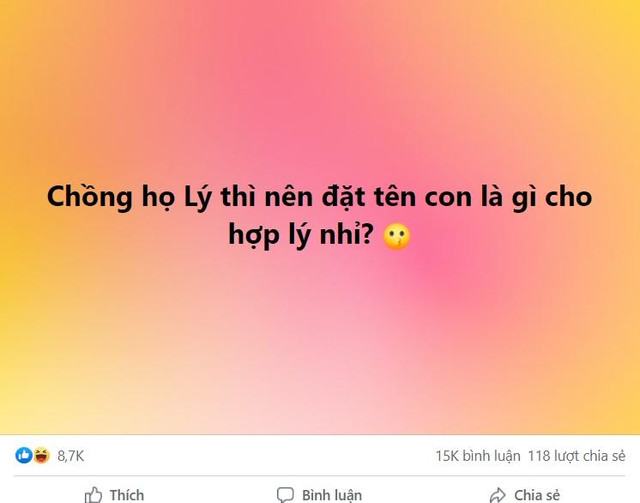 Chồng họ Lý xin tư vấn đặt tên con, kết giận tím người Chong ho Ly xin tu van dat ten con, ket gian tim nguoi