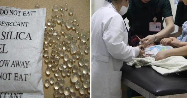 Bé 3 tuổi nhai nuốt gói hút ẩm, người mẹ bình tĩnh xử lý Be 3 tuoi nhai nuot goi hut am, nguoi me binh tinh xu ly