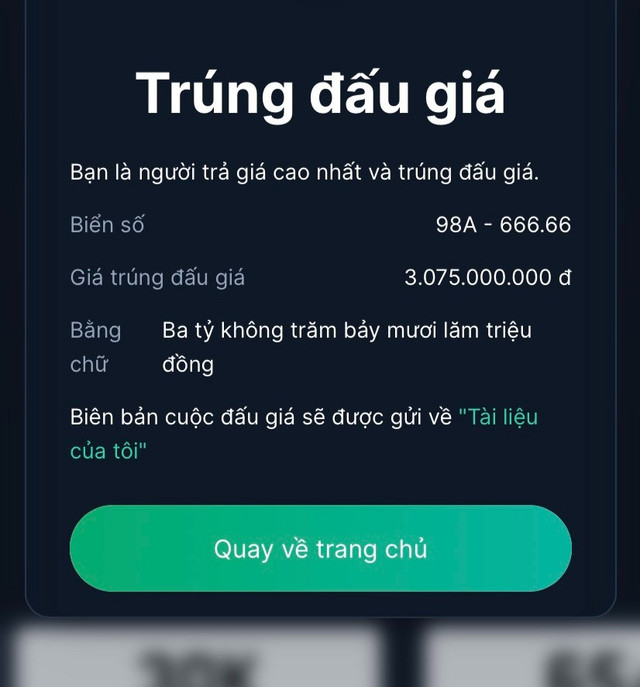 Trúng đấu giá biển ngũ quý 6 hơn 3 tỷ, lập tức chào bán lại Trung dau gia bien ngu quy 6 hon 3 ty, lap tuc chao ban lai