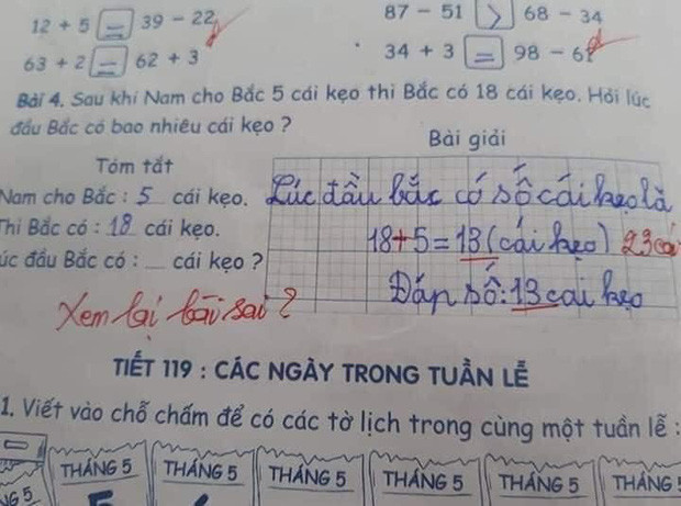 Tính đúng nhưng cô giáo gạch thành sai, ai mới là người mắc lỗi? Tinh dung nhung co giao gach thanh sai, ai moi la nguoi mac loi?