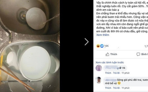 Chồng nghỉ việc ở nhà rửa bát cho vợ, câu chốt khiến dân tình "ngã ngửa" Chong nghi viec o nha rua bat cho vo, cau chot khien dan tinh