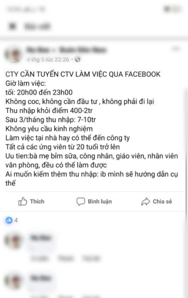 Không cần đại học, chẳng đòi hỏi kinh nghiệm lương 10 triệu Khong can dai hoc, chang doi hoi kinh nghiem luong 10 trieu