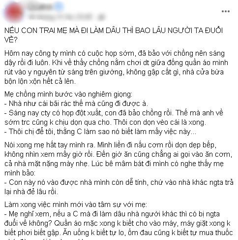 Bị mẹ chồng mắng đi làm trốn việc nhà, nàng dâu trả lời cứng họng Bi me chong mang di lam tron viec nha, nang dau tra loi cung hong