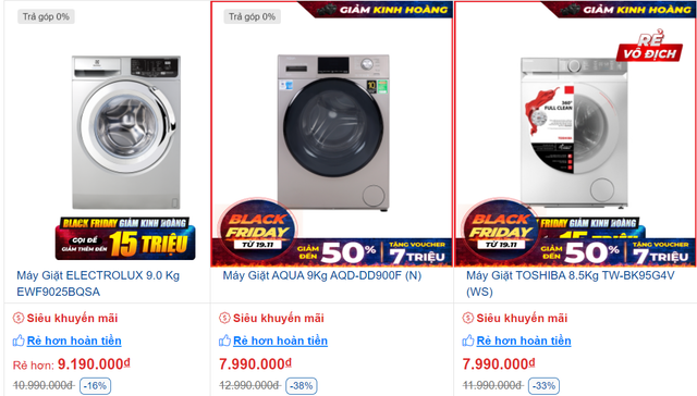 Máy giặt giảm giá "sập sàn" 10 triệu đồng May giat giam gia
