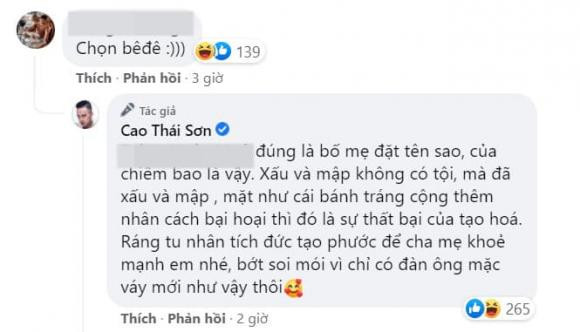Bị mỉa mai về giới tính, Cao Thái Sơn đáp trả cực gắt - Hình 3 Bi mia mai ve gioi tinh, Cao Thai Son dap tra cuc gat-Hinh-3
