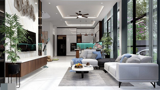 Mẫu nhà phố 2 tầng sang xịn như biệt thự, nội thất bên trong ngây ngất - Hình 2 Mau nha pho 2 tang sang xin nhu biet thu, noi that ben trong ngay ngat-Hinh-2