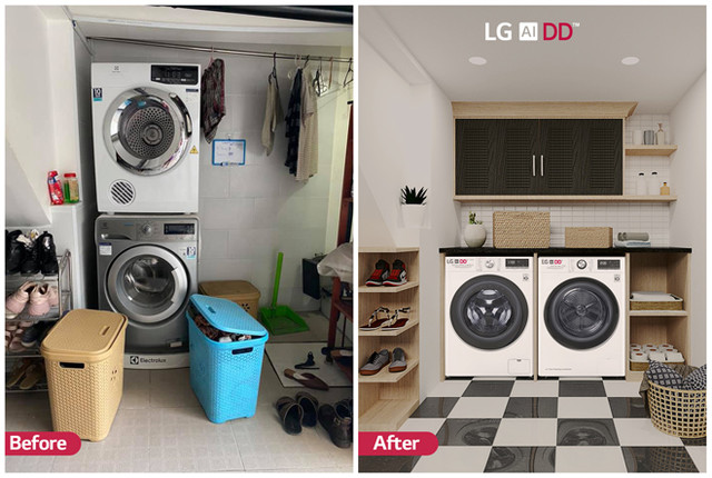 Dân nghiện nhà khoe gu qua góc giặt trước va sau - Hình 2 Dan nghien nha khoe gu qua goc giat truoc va sau-Hinh-2