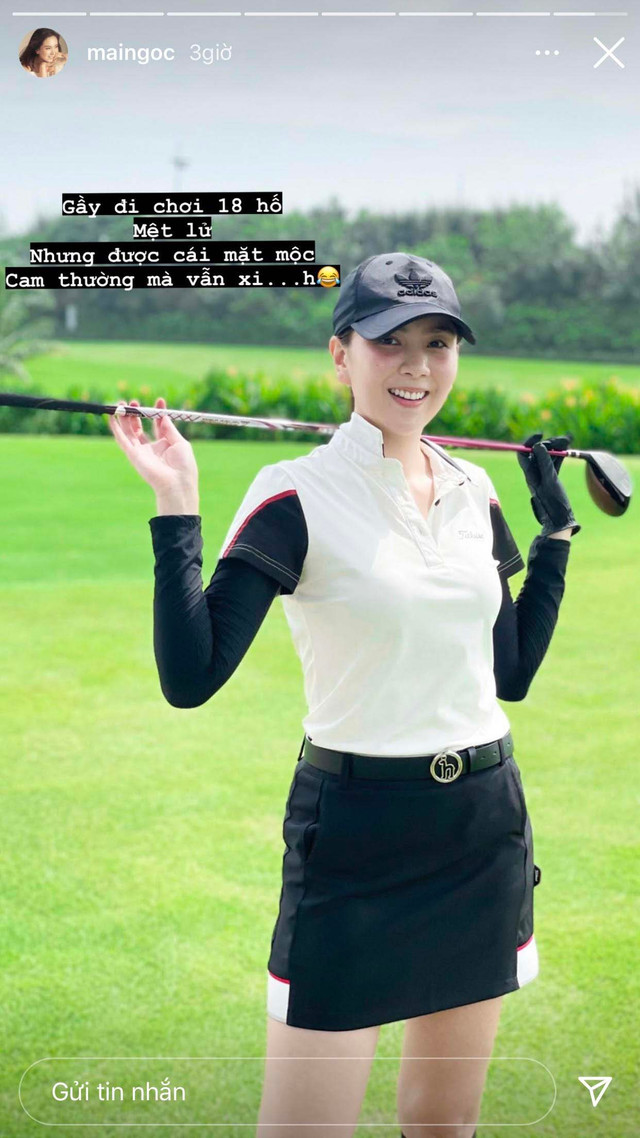 Ra sân đánh golf Mai Ngọc tranh thủ nâng cơ mặt với thứ này - Hình 3 Ra san danh golf Mai Ngoc tranh thu nang co mat voi thu nay-Hinh-3