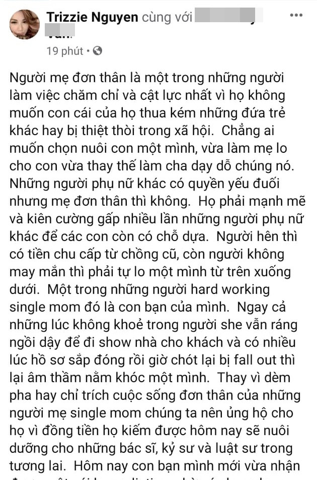 Trizzie Phương Trinh nói về khó khăn của mẹ đơn thân - Hình 2 Trizzie Phuong Trinh noi ve kho khan cua me don than-Hinh-2
