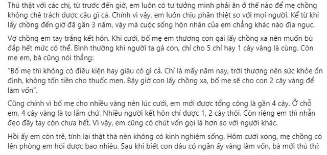 Đưa 4 cây vàng cho mẹ chồng giữ, giờ xin lại bà đáp sốc Dua 4 cay vang cho me chong giu, gio xin lai ba dap soc