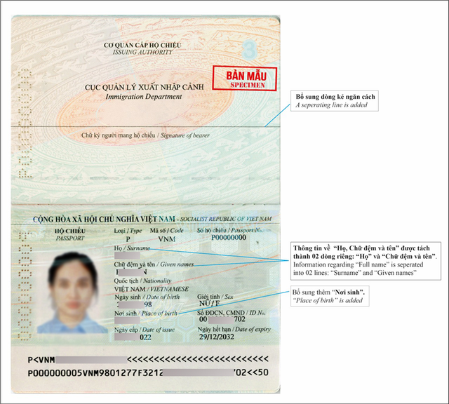 Điểm mới có trong hộ chiếu phổ thông cấp từ ngày 1/1 Diem moi co trong ho chieu pho thong cap tu ngay 1/1