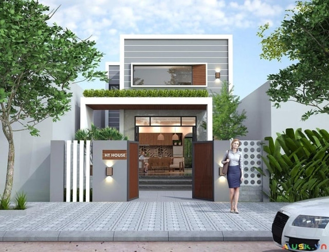 Những mẫu nhà mái bằng gác lửng đơn giản, hiện đại Nhung mau nha mai bang gac lung don gian, hien dai