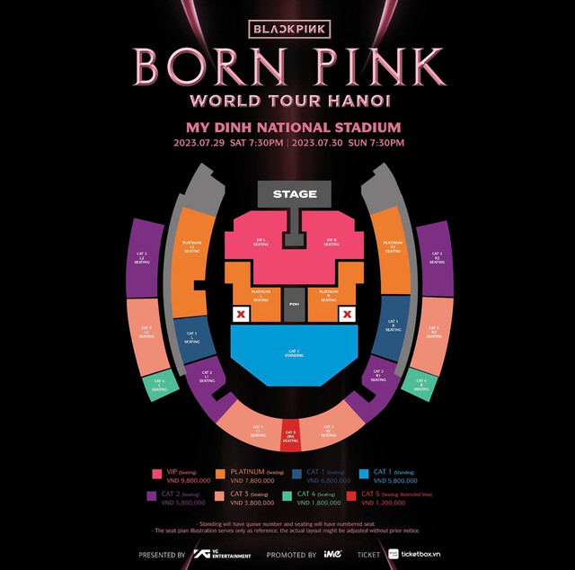 Giá vé, sơ đồ sân khấu chính thức của concert Blackpink tại Hà Nội - Hình 2 Gia ve, so do san khau chinh thuc cua concert Blackpink tai Ha Noi-Hinh-2