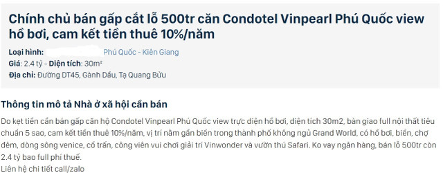 Căn hộ khách sạn rao bán "cắt lỗ" hàng tỷ vẫn mỏi mắt tìm khách - Hình 2 Can ho khach san rao ban