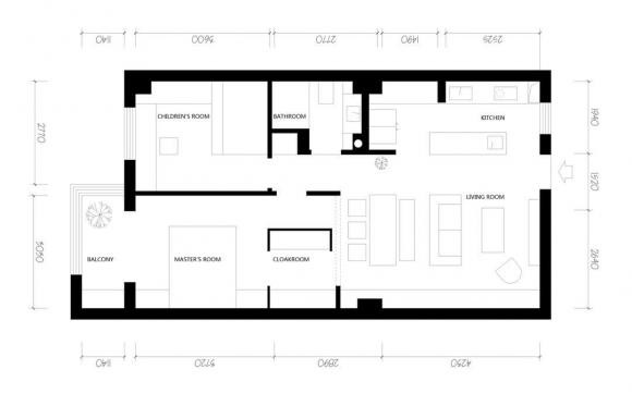 Thiết kế căn hộ 2 phòng ngủ 82m2 nhỏ nhắn nhưng ấm áp Thiet ke can ho 2 phong ngu 82m2 nho nhan nhung am ap