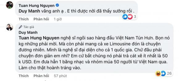 Duy Mạnh hứa tặng 10.000 USD cho Tuấn Hưng nếu làm điều này - Hình 2 Duy Manh hua tang 10.000 USD cho Tuan Hung neu lam dieu nay-Hinh-2