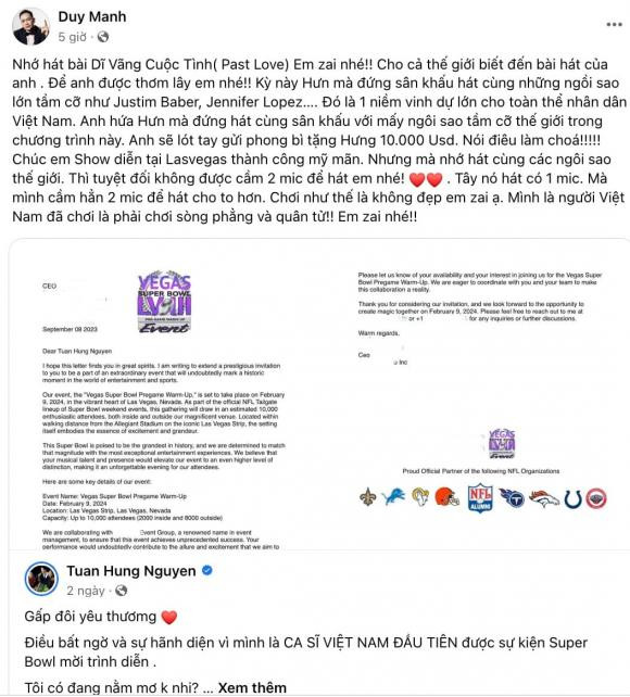 Duy Mạnh hứa tặng 10.000 USD cho Tuấn Hưng nếu làm điều này Duy Manh hua tang 10.000 USD cho Tuan Hung neu lam dieu nay