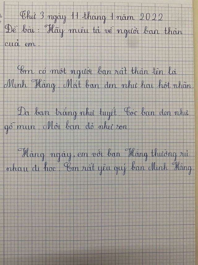 Làm văn tả về bạn, bé gái bê khuôn mẫu của Bạch Tuyết vào bài Lam van ta ve ban, be gai be khuon mau cua Bach Tuyet vao bai