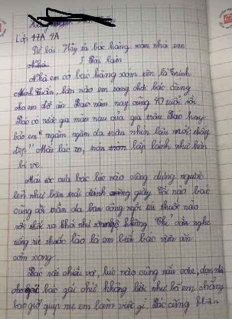 Học sinh tiểu học tả bác hàng xóm như tranh biếm họa Hoc sinh tieu hoc ta bac hang xom nhu tranh biem hoa