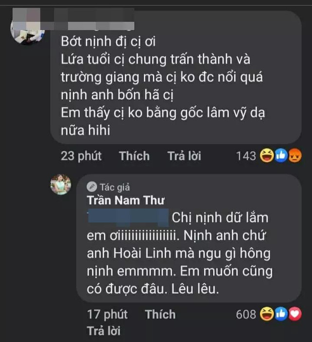 Đếm số lần Nam Thư bị đả kích "dựa hơi, xu nịnh" Hoài Linh - Hình 3 Dem so lan Nam Thu bi da kich