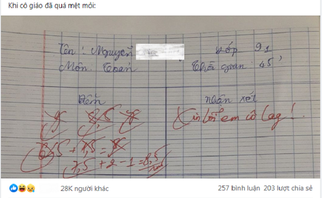 Màn chấm điểm “cồng kềnh” đến từ giáo viên khiến học trò cười ngất Man cham diem “cong kenh” den tu giao vien khien hoc tro cuoi ngat