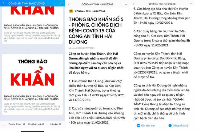 Công an Hải Dương ra thông báo truy vết khẩn về ổ dịch ở Kim Thành Cong an Hai Duong ra thong bao truy vet khan ve o dich o Kim Thanh