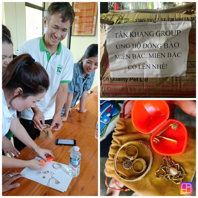 Bọc vàng quên trong đồ từ thiện vùng lũ đã được trả cho chủ nhân - Hình 2 Boc vang quen trong do tu thien vung lu da duoc tra cho chu nhan-Hinh-2