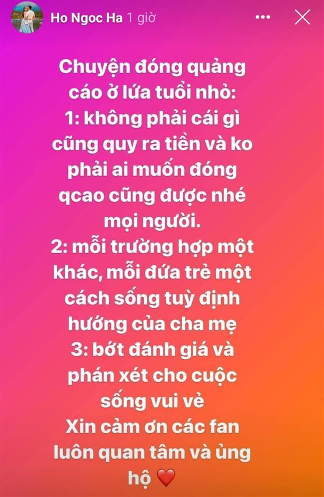 Hồ Ngọc Hà nói lý do cho con đóng quảng cáo, liệu hợp lý? - Hình 3 Ho Ngoc Ha noi ly do cho con dong quang cao, lieu hop ly?-Hinh-3