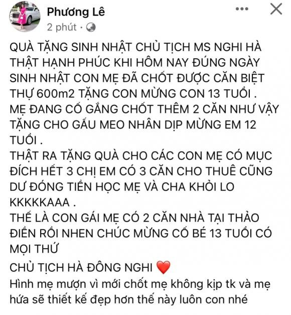 Hoa hậu Phương Lê tặng con gái biệt thự 600m2 hoành tráng Hoa hau Phuong Le tang con gai biet thu 600m2 hoanh trang