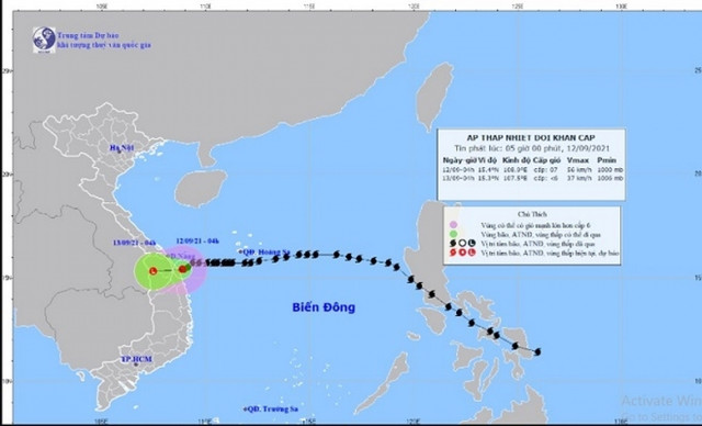 Áp thấp nhiệt đới giật cấp 9 trên vùng biển từ Đà Nẵng đến Quảng Ngãi Ap thap nhiet doi giat cap 9 tren vung bien tu Da Nang den Quang Ngai