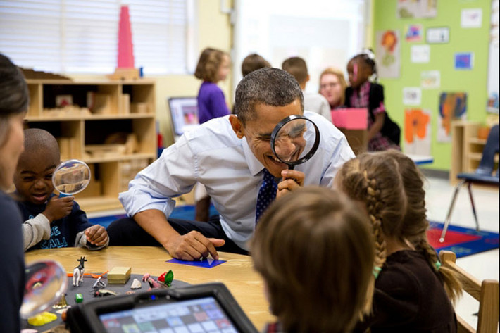Tổng thống Barack Obama thăm một lớp học mầm non tại Georgia ngày 14/2/2013.