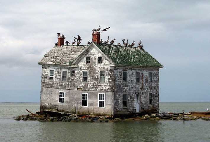 Ngôi nhà cuối cùng trên hòn đảo Holland ở vịnh Chesapeake, Hà Lan chơi vơi giữa mênh mông biển nước.