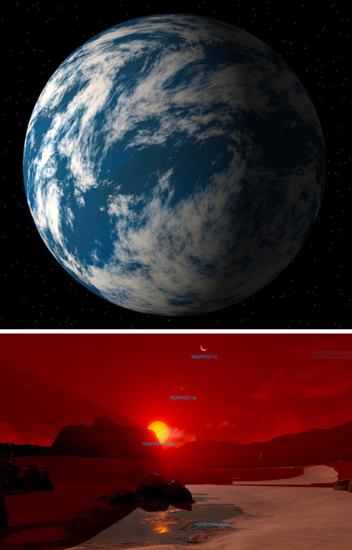 Trappist 1-d: Là một hành tinh "anh em" của Trappist 1-e, hành tinh này cũng được cho là có thể sinh sống được. Theo các nhà khoa học, Trappist 1-d có nhiệt độ rất giống với Trái Đất và thậm chí có thể còn tồn tại cả bầu khí quyển, các đại dương và các lớp băng. Hành tinh này giống Trái Đất 89%.