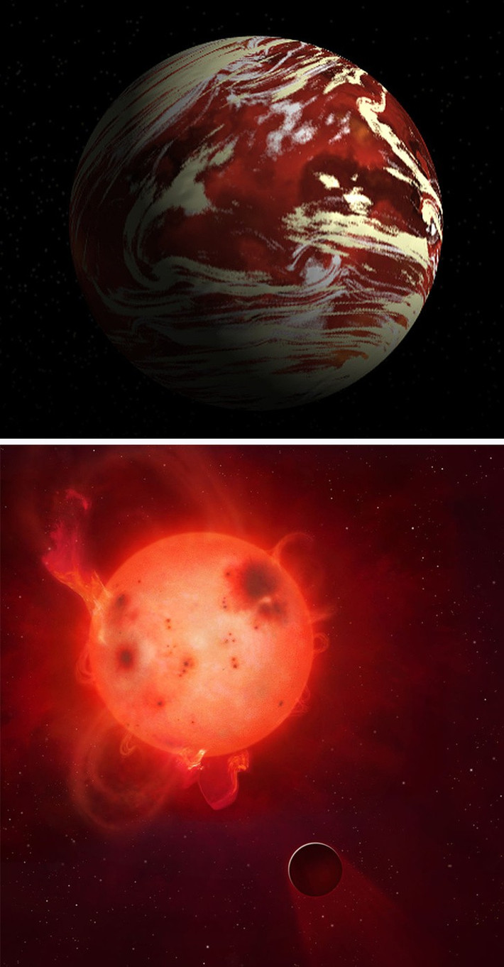 Kepler-438b: Hành tinh này quay quanh một ngôi sao có tên là Kepler 438 và được tàu vũ trụ Kepler của NASA phát hiện. Các nhà khoa học đã tính toán được rằng nước ở thể lỏng có thể tồn tại trên bề mặt hành tinh này. Tuy nhiên, một số nghiên cứu cũng cho thấy hành tinh này có bức xạ cực mạnh từ ngôi sao mà nó quay quanh, một đặc điểm khiến Kepler-438b khó có thể sống được. Hiện nay, hành tinh này giống Trái Đất 88%.