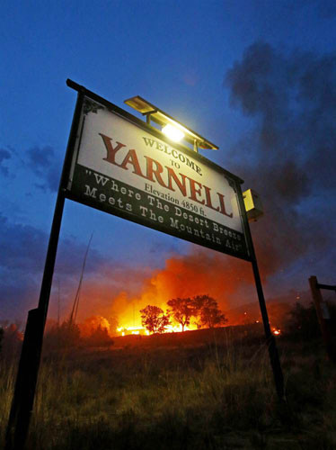 Hình ảnh cháy rừng ở đồi Yarnell, Arizona.