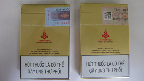 Vinataba, là loại thuốc có lượng tiêu thụ rất lớn trên thị trường nhưng hiện tại đã 10 ngày kể từ khi quy định bắt buộc có hiệu lực, vẫn chưa xuất hiện hình cảnh báo trên vỏ bao bì.