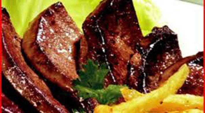 Gan lợn áp chảo.