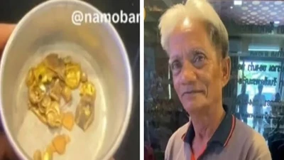 Nhân viên tang lễ gom răng vàng từ lò hỏa táng đúc thành thỏi