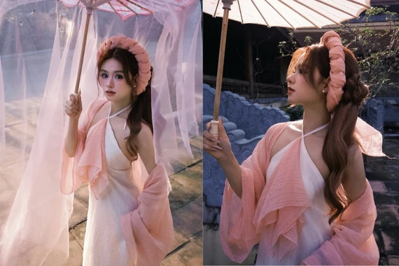 Nhan sắc 'không góc chết' của 'hot girl quân sự' với concept nàng thơ cổ điển