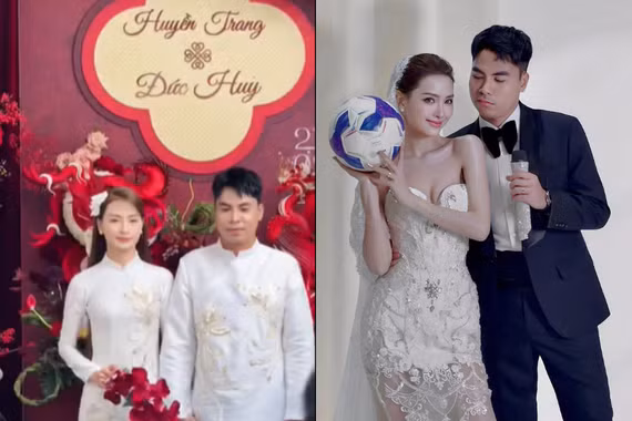 MC Mù Tạt rạng rỡ bên cầu thủ Đức Huy trong lễ ăn hỏi