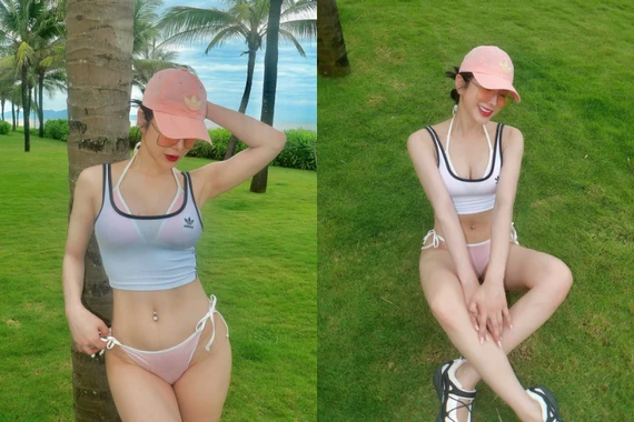 Diệp Lâm Anh khoe dáng "đồng hồ cát" nóng bỏng đón hè
