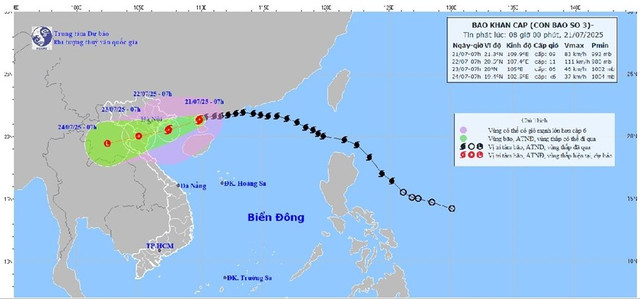 Ảnh vệ tinh phản ánh hướng di chuyển của bão số 3. Ảnh: Trung tâm DBKTTVQG Ảnh vệ tinh phản ánh hướng di chuyển của bão số 3. Ảnh: Trung tâm DBKTTVQG