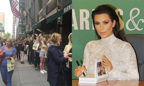 Fan chờ dài cổ để xin chữ ký Kim Kardashian