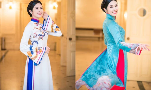 Hoa hậu Ngọc Hân đẹp nền nã với áo dài