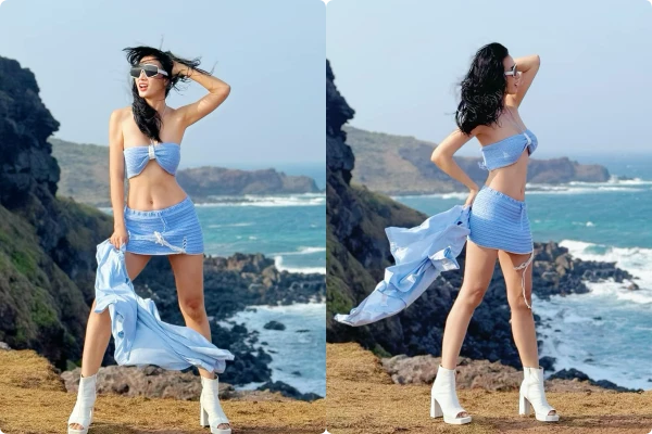 Siêu mẫu Anh Thư khoe dáng nuột với bikini trên bờ biển 