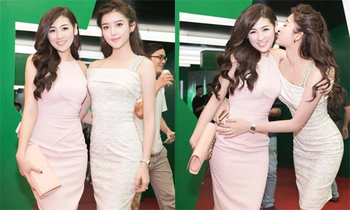 Á hậu Huyền My chu môi hôn má Tú Anh