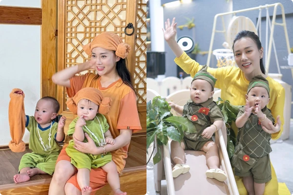 “Tan chảy” khoảnh khắc đời thường của Phương Oanh và cặp song sinh